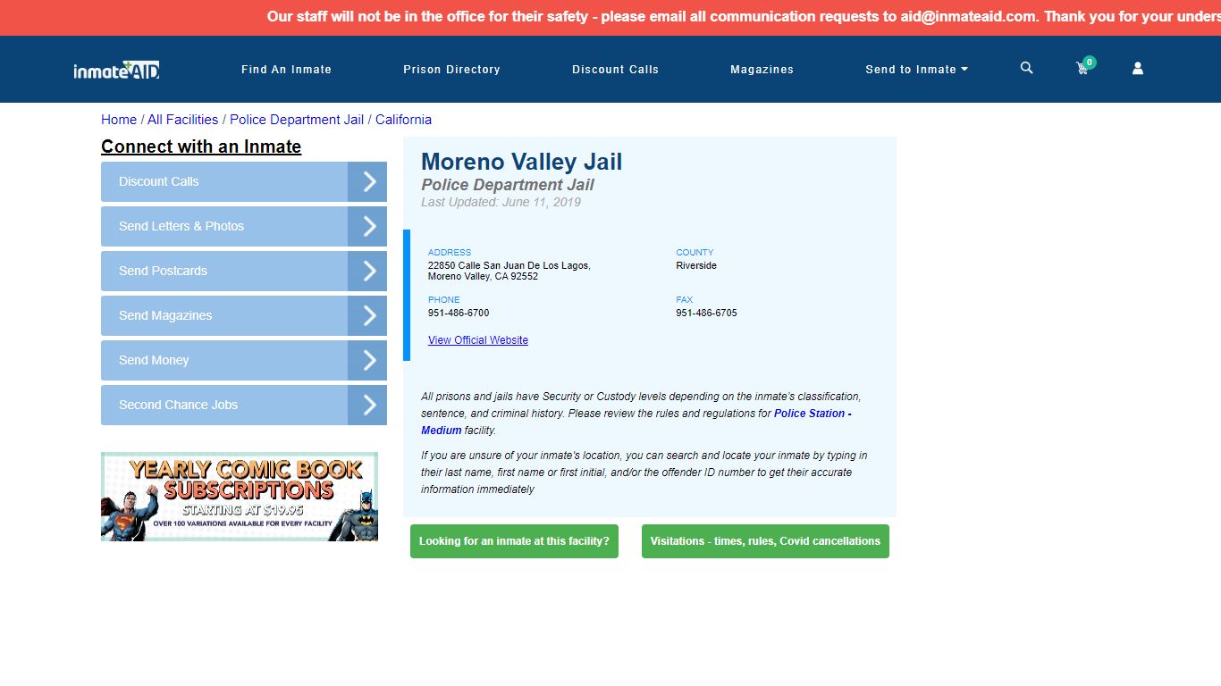 Moreno Valley Jail & Inmate Search - Moreno Valley, CA