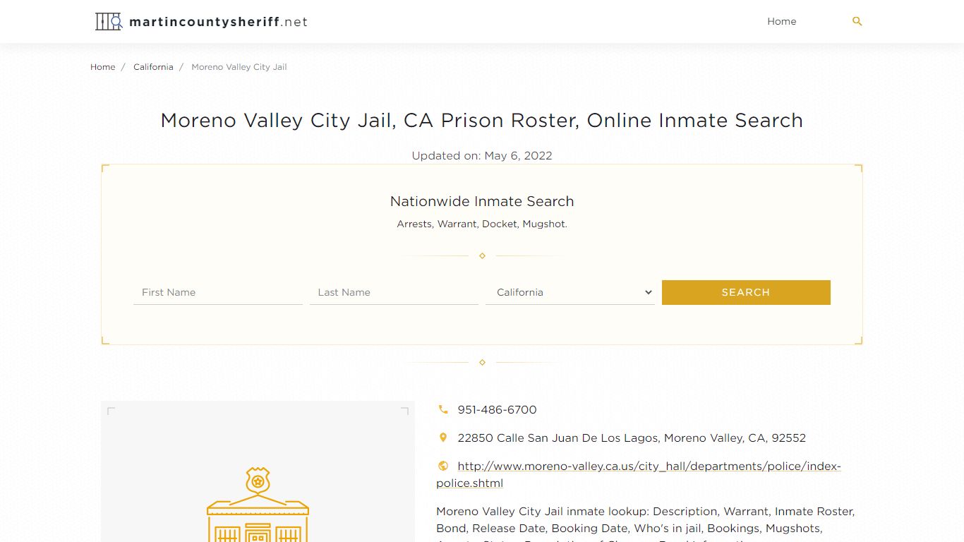 Moreno Valley City Jail, CA Prison Roster, Online Inmate ...